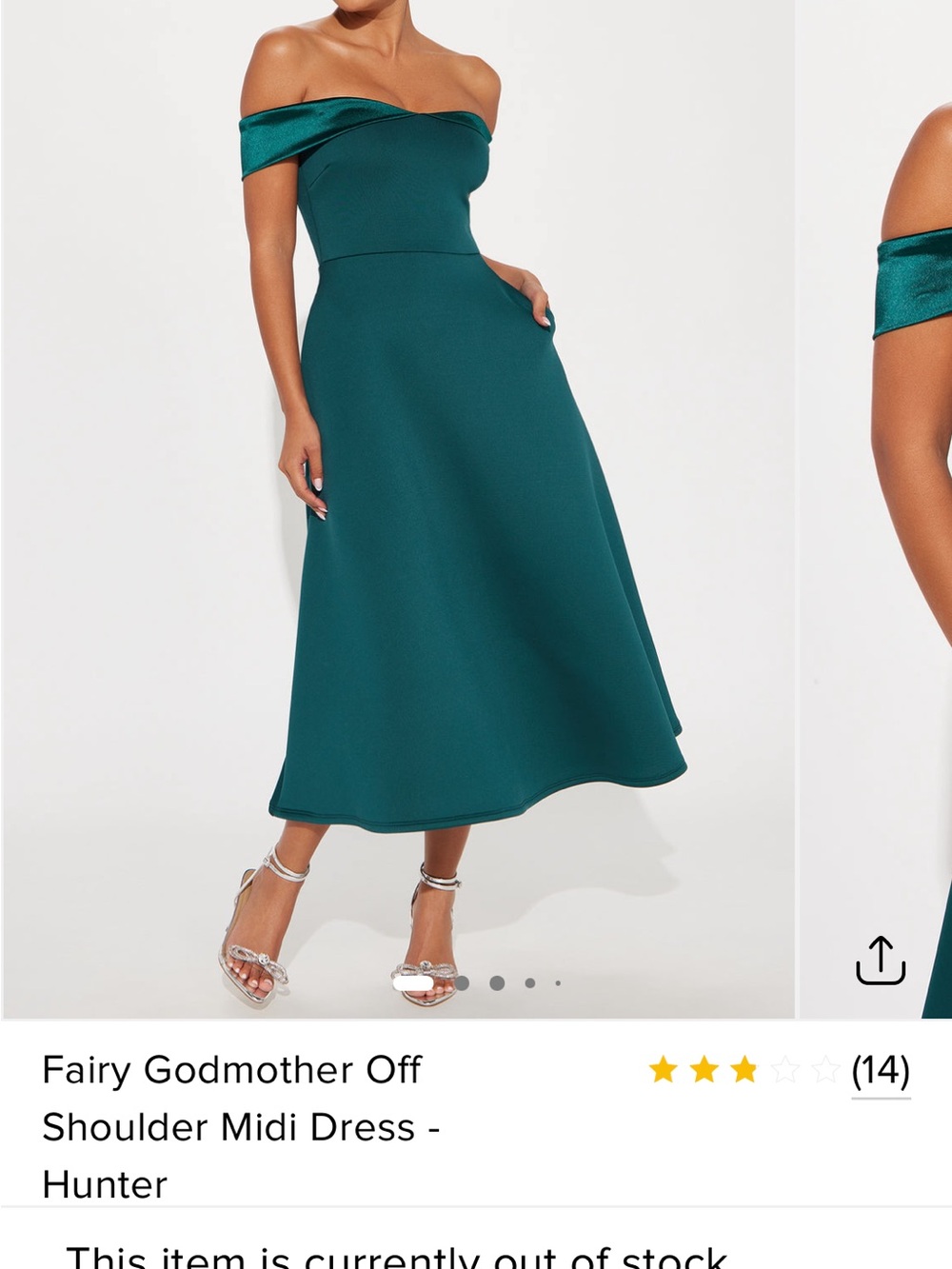 Fashion Nova Teal Off-Shoulder Midi Skirt